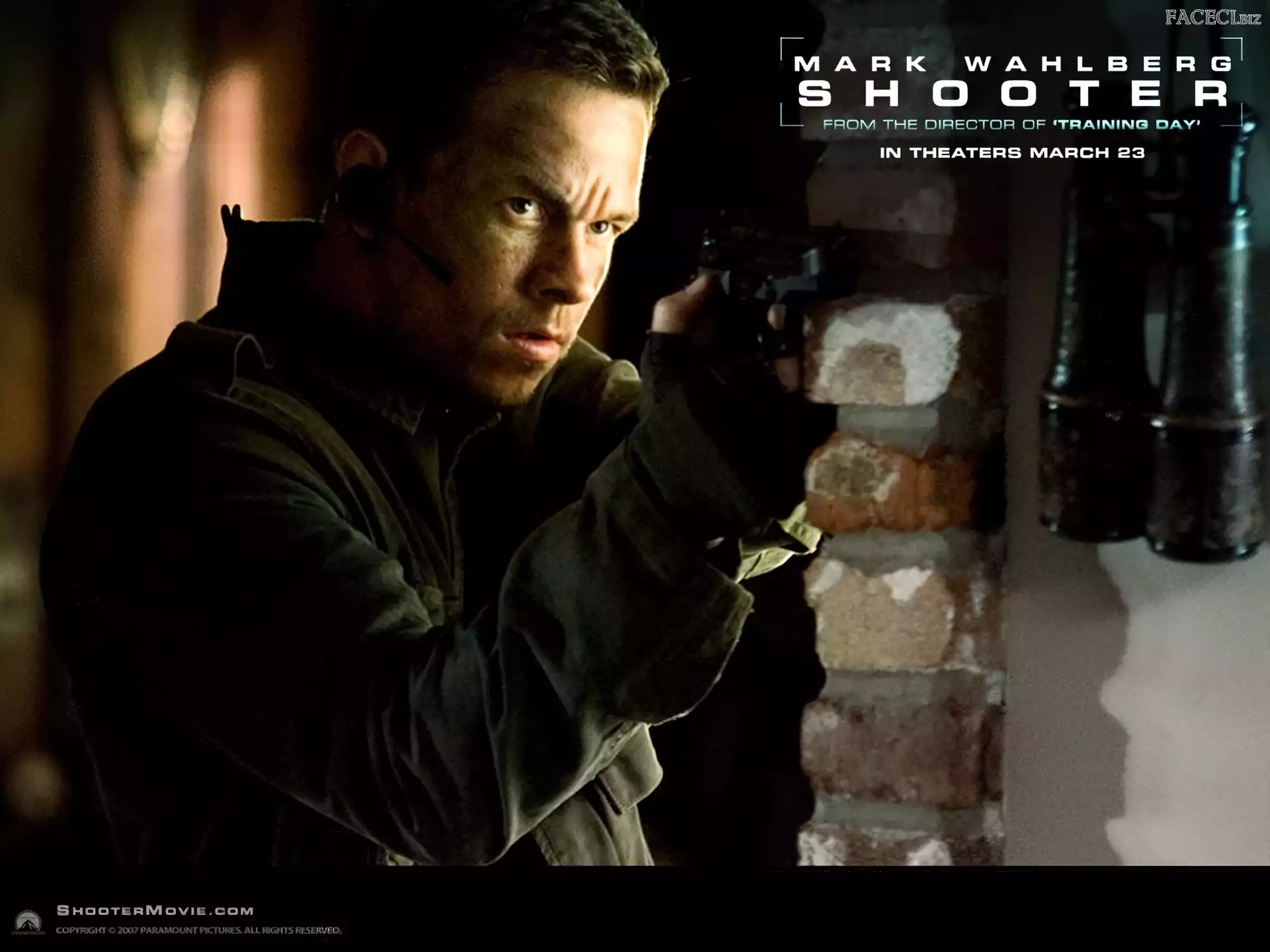 Aktor, strzelec, Mark Wahlberg, Shooter, mur, lornetka