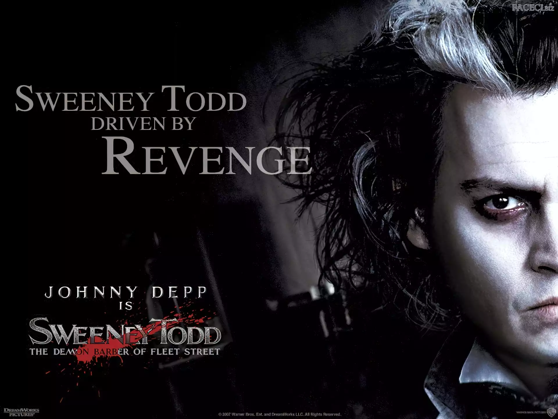 twarz, fryzura, napisy, Sweeney Todd, Johnny Depp